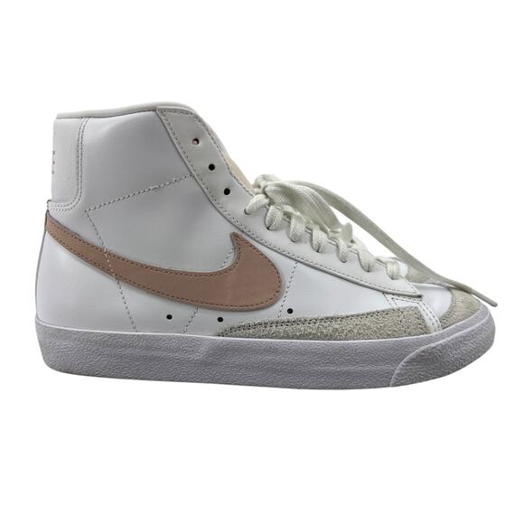 Nike Womens 9 Blazer Mid 77 Vintage Retro Sneakers White Pink Leather CZ1055-118 - Picture 1 of 12